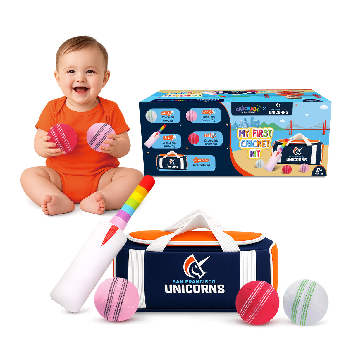 My First Cricket Kit + Personalized Storybook - San Francisco Unicorns Edition bundle