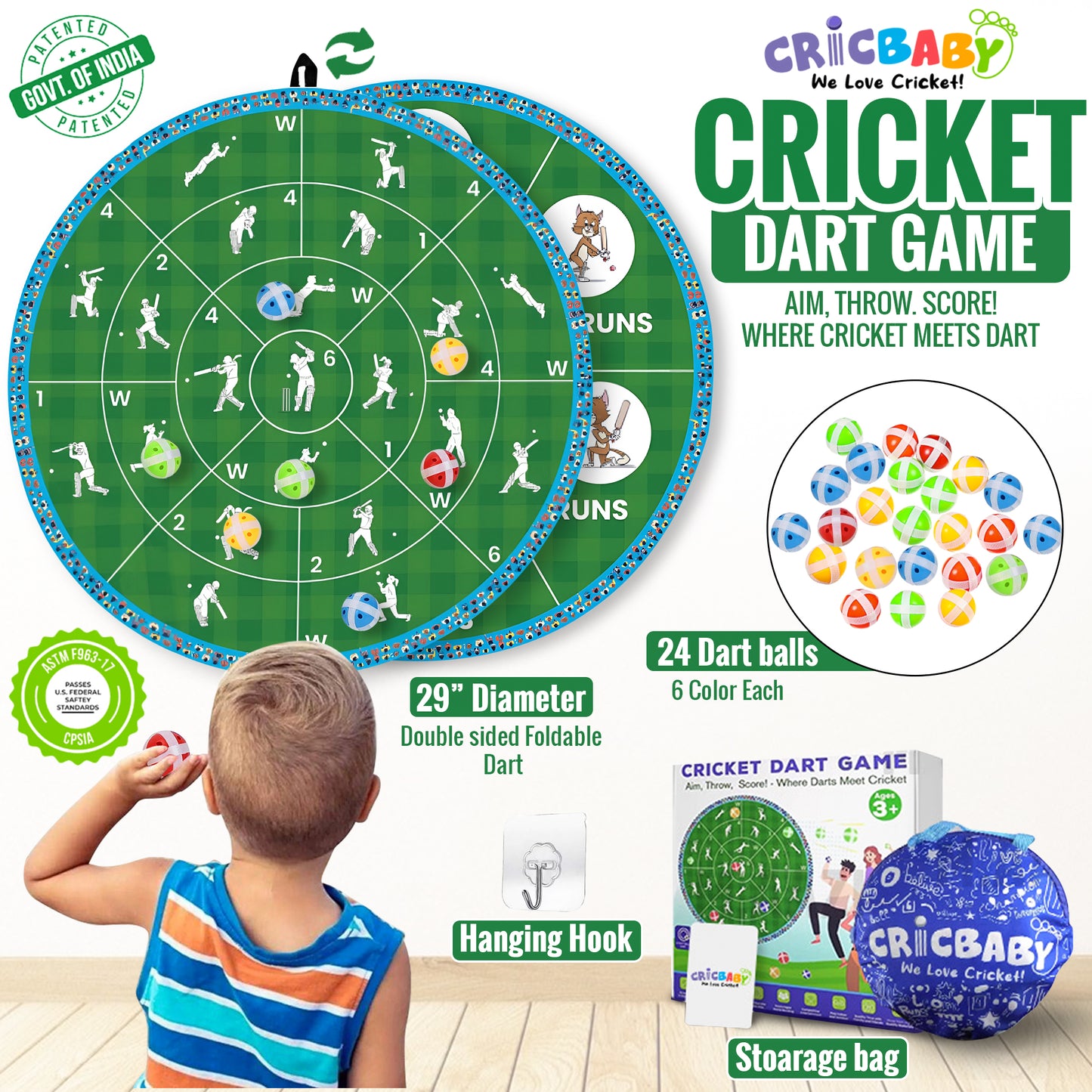 CRICBABY Cricket Dart Game