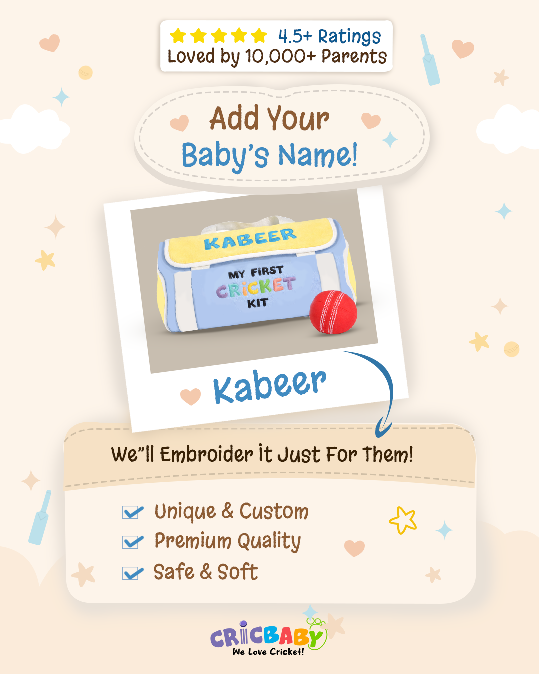 CRICBABY Personalized Kit detail