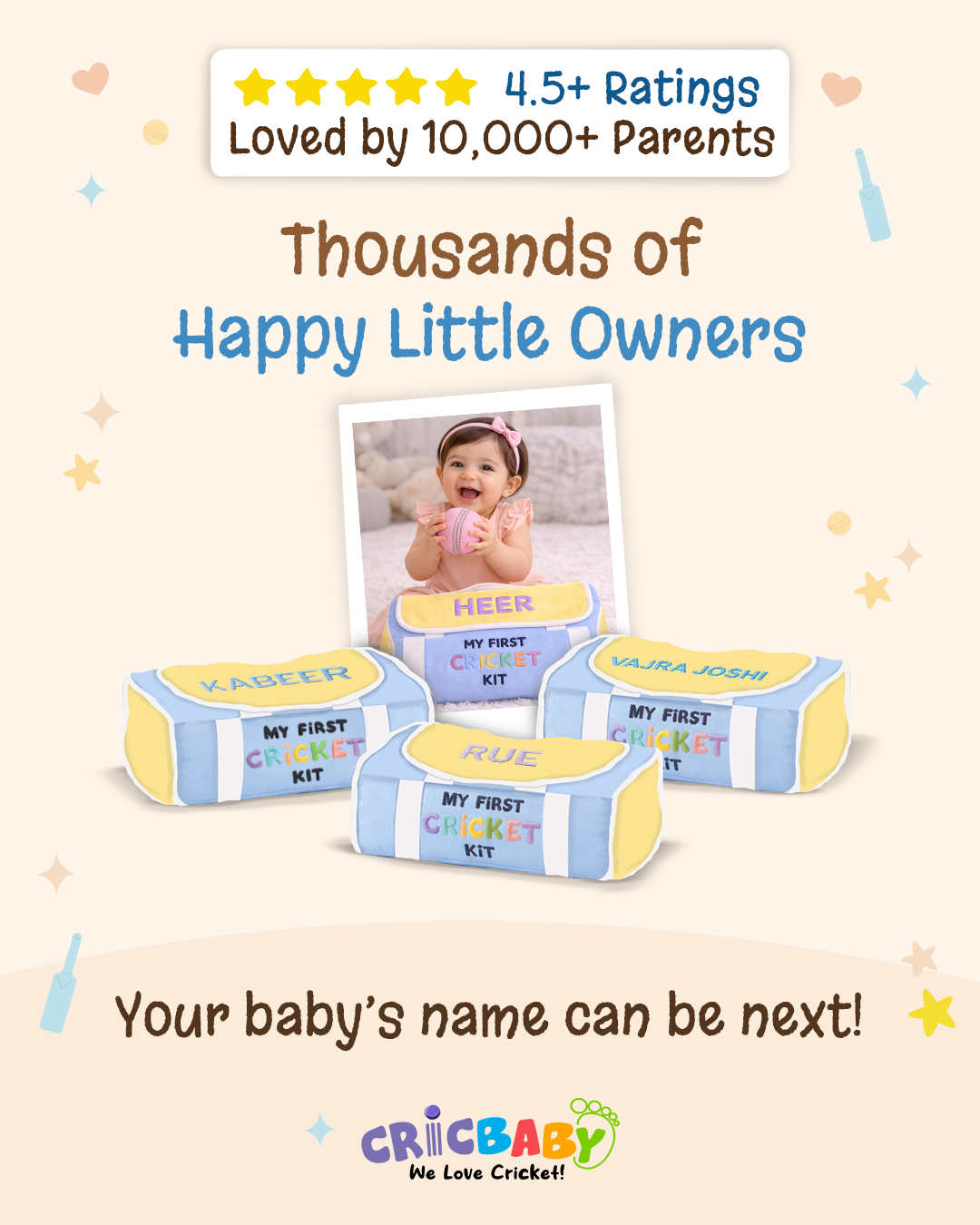 CRICBABY My First Cricket Kit - With Personalized Baby Name