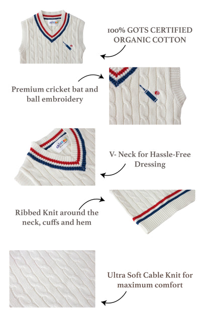 CRICBABY Organic Cotton Cricket Jumper (0-2 years)