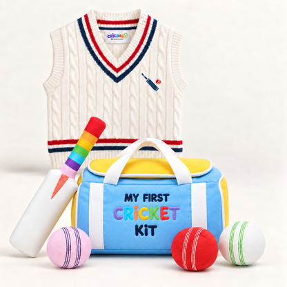 My First Cricket Kit + Organic Cotton Cricket Jumper